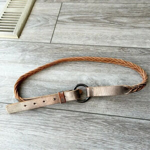 Gap Pearl Silver Leather Braided Leather Belt